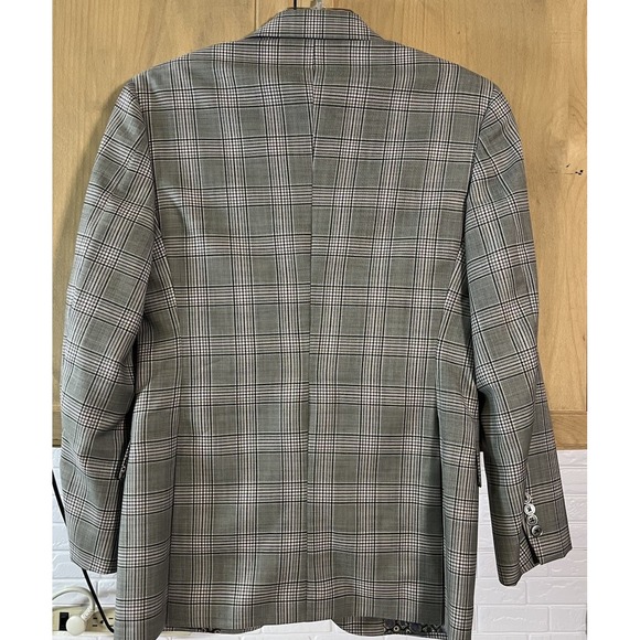 Allen‎ Edmonds Mens 38R Sport Jacket Blazer Gray Purple Plaid Wool - Picture 2 of 10